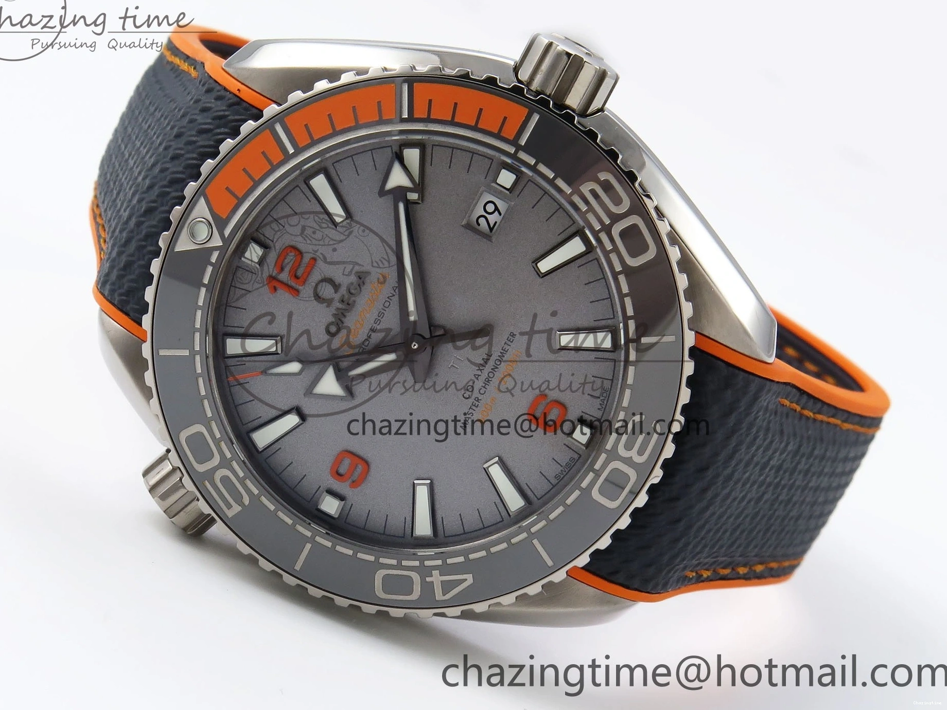 1226 Comfortable Planet Ocean 43.5mm SS VSF 1:1 Best Edition Black Orange Bezel Gray Dial on Nylon Strap A8900 Super Clone V 7730